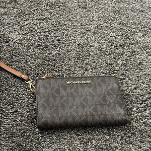 Michael Kors Dark Brown Logo Wristlet